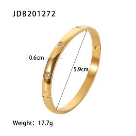 Fashionable And Versatile Gold-plated Stainless Steel Bracelets With Zirconia (Option: JDB201272)