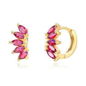 Ins Style Color Zircon All-match Earrings Symmetrical Horse Eye Stone (Option: Gold Plated Rose Red Diamond)