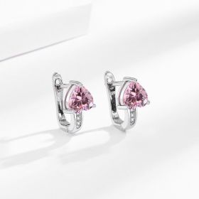 Loving Heart Zircon British Ear Clip Japanese And Korean Simple (Option: White Gold Color Pink Diamond)
