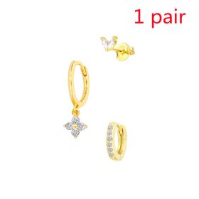 Women's Floral Clover Stacked Earrings Set (Option: White-1pair)