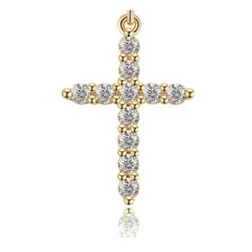 Fashion Jewelry Cross Full Diamond Crown Rotatable Necklace (Option: Cross pendant-1PC)