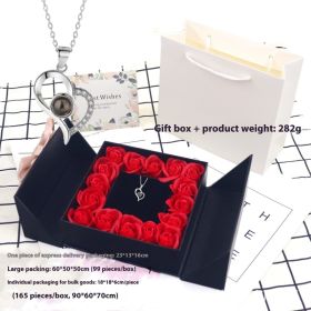 I Love You Projection Necklace Women's High-end Peach Heart (Option: White Gold heart  box set)