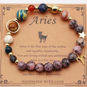 Eight Planets 12 Constellation Bracelet Natural Stone Hemp Stone (Option: Aries)