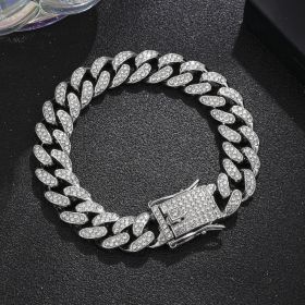 Diamond Men's Hip Hop Style Chunky Necklace (Option: Arc Silver 8inch)