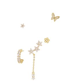 Romantic Star And Moon Series Popular Butterfly Earrings (Option: Gold-F)