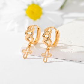 Popular Multi-style Design Gold-plated Ornament Cross Earrings (Option: EH050)