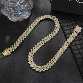Diamond Men's Hip Hop Style Chunky Necklace (Option: Diamond Golden 20inch)