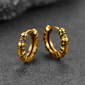 American Earrings Skull Vintage Texture Earrings (Option: E3014 Gold)