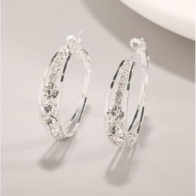 European And American Air Drill Mosaic Women's Earrings (Option: Silver)