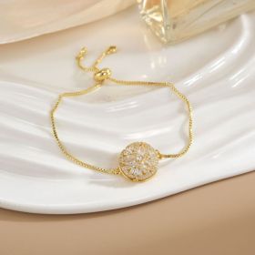 Simple Rotatable Flower Color-preserving Pure Copper Gold-plated Bracelet (Option: Rotating Bracelet 31)