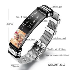 Stainless Steel Bracelet Valentine's Day Gift Personalized (Option: Black)