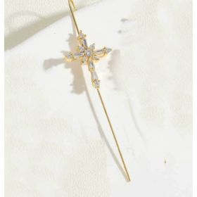 Glistening Ear Wrap Crawler Zircon Earrings Piercing Earrings Premium Earrings (Option: N-Gold-Single)