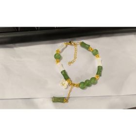New Chinese-style Flower Embellishment Bracelet For Women, National Style Bamboo Segment Bracelet (Option: Green)