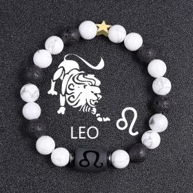 White-barked Pine Volcanic Rock String Beads And Round All-match Bracelet Beads (Option: Leo)