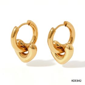 XINGX Earrings Stainless Steel Glossy Earrings (Option: KDE842 Gold)