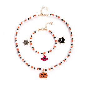 Halloween Ghost Pumpkin Necklace Horror Bracelet Necklace Jewelry (Option: D09441color-Halloween)