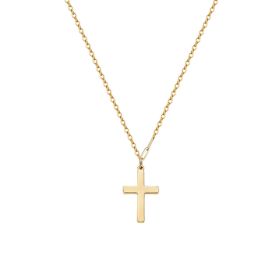 14K Gold Plated Small Cross Pendant Necklace For Women On 18 Inch Chain (Option: Golden)