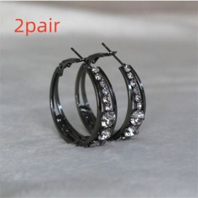 European And American Air Drill Mosaic Women's Earrings (Option: Black 2pair)