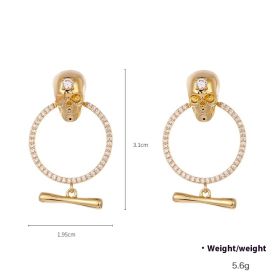 Punk Punk Skull Pendant Earrings (Option: Retro Door Lock)