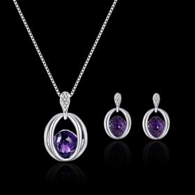Women's Fashion Crystal Diamond Pendant Necklace Jewelry Birthday Gift (Option: Women-Purple)