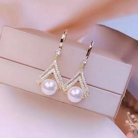 Fashion All-match Water Drop Pearl Earrings Personality Trend (Option: White Pearl)