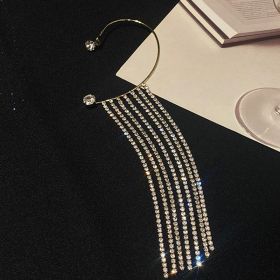 Fashionable And Simple Long Tassel Earrings (Option: Gold left)