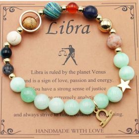 Eight Planets 12 Constellation Bracelet Morgan Stone Beaded Bracelet (Option: Libra Green Dongling)