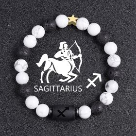 White-barked Pine Volcanic Rock String Beads And Round All-match Bracelet Beads (Option: Sagittarius)