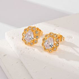 Fashion Multi-color Zircon Stud Earrings Female Accessories (Option: White)