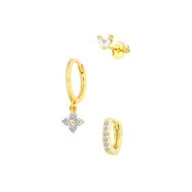 Women's Floral Clover Stacked Earrings Set (Option: White-1PCS)