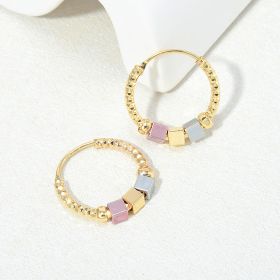 Hollow Rosette Earrings With Gold Contrast Hoops (Option: GOLD A)