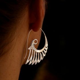 Silver Geometric Metal Turquoise Earrings (Option: Imitation peacock stone 1PC)