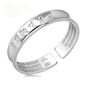 Silver Jewelry Retro Six-character True Words Heart Meridian Opening Silver-plated Bracelet (Option: Thai silver)