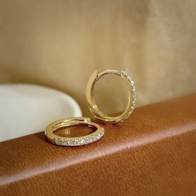 S925 Sterling Silver Needle Single Row Diamond Earrings For Women (Option: 14K Yellow Gold)