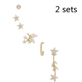 Romantic Star And Moon Series Popular Butterfly Earrings (Option: Gold 2set-A)