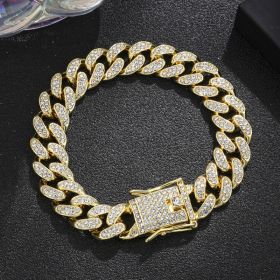 Diamond Men's Hip Hop Style Chunky Necklace (Option: Arc Golden 8inch)