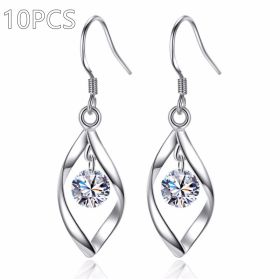 Zircon Reduction Silver Earrings (Option: Platinum-10PCS)