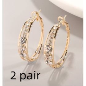 European And American Air Drill Mosaic Women's Earrings (Option: Gold 2pair)