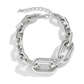 Necklaces For Women, Silver Chain Necklace Chunky,Necklace Link Chain Choker Vintage Heavy Metal Thick Chain (Option: Silver)