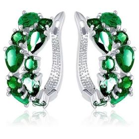 Diamond Crystal Zircon Ear Clip Affordable Luxury Earrings Women (Option: Green)