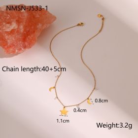 European And American Fashion Special-interest Color Zircon Star Pendant Stainless Steel Necklace (Option: NMSN J5331-18K)