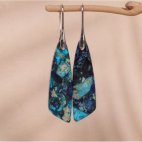 Geometric Flower Shape Pendant Earrings (Option: Sliver blue)