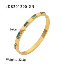 Fashionable And Versatile Gold-plated Stainless Steel Bracelets With Zirconia (Option: JDB201290GN)
