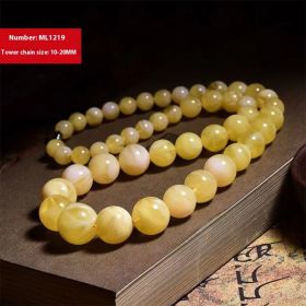 Beeswax Graduated Strand Yellow Chicken Grease Round Beads Necklace Clavicle Chain (Option: Russian Whitish Honey)