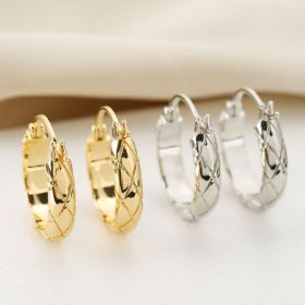 Cross-border European And American Stylish Glossy Diamond Plaid Earrings (Option: SUIT)