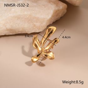 European And American Dignified Flowers Necklace Titanium Steel Earrings Open Ring (Option: NMSR J5322 Gold Flower Ring-18K)