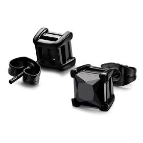 Punk Square Black Zircon Stud Earrings Set 6mm (Option: C)