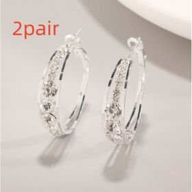 European And American Air Drill Mosaic Women's Earrings (Option: Silver 2pair)