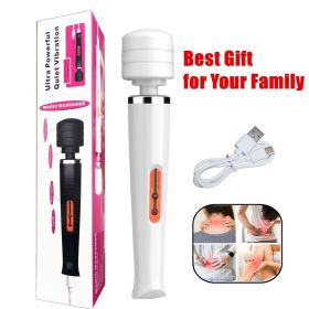 Cordless Handheld Powerful Vibrating Massager Wand Full Body Magic Therapy Motor (Color: White)