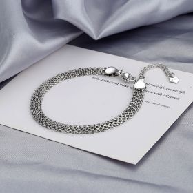 Multi-layer Lace Woven Round Beads Chain Bracelet (Option: White Gold Color)